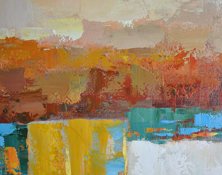 Extra Large Abstract Painting On Canvas,Oversized Contemporary Art,Custom Oil Painting,Blue,Yellow,Orange,Dark Green.etc
